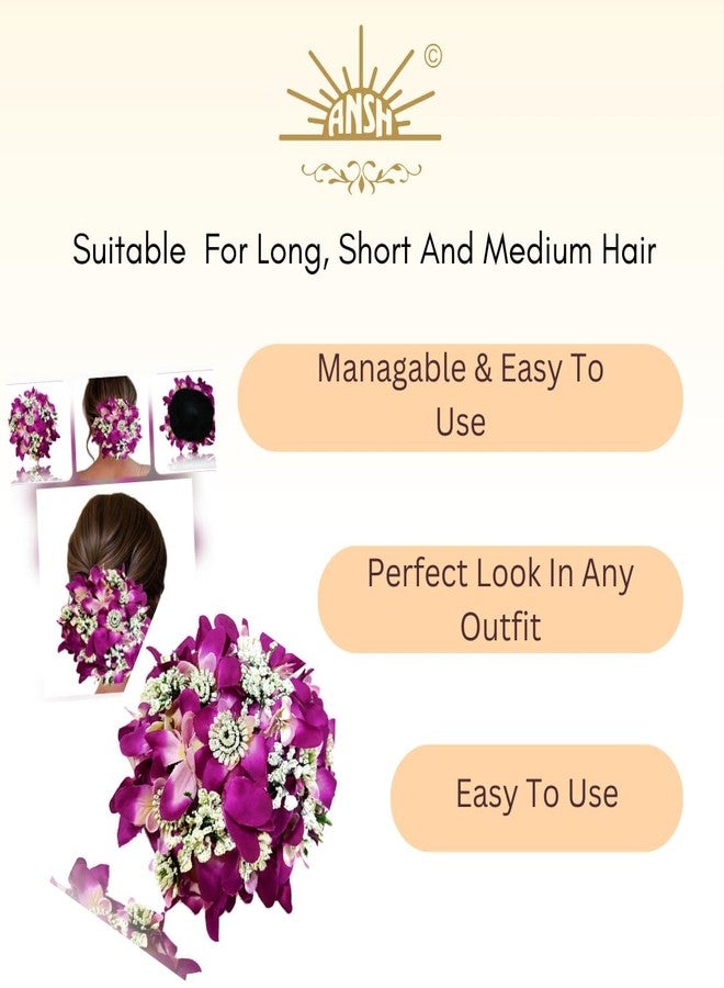Ansh Artificial Glossy Lily Flower Design Rounded Hairpin/Judapin/Juda Bun | Bridal Hair Accessories for Women and Girls (Purple) - 2236, Pack of 1 - Image 5