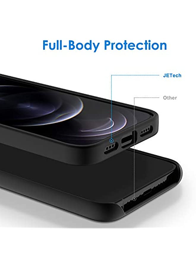 Jetech جراب سيليكون JETech لهاتف iPhone 12 Pro Max مقاس 6.7 بوصة، جراب حماية كامل الجسم بملمس حريري ناعم، غطاء مقاوم للصدمات مع بطانة من الألياف الدقيقة (أسود) - Image 3