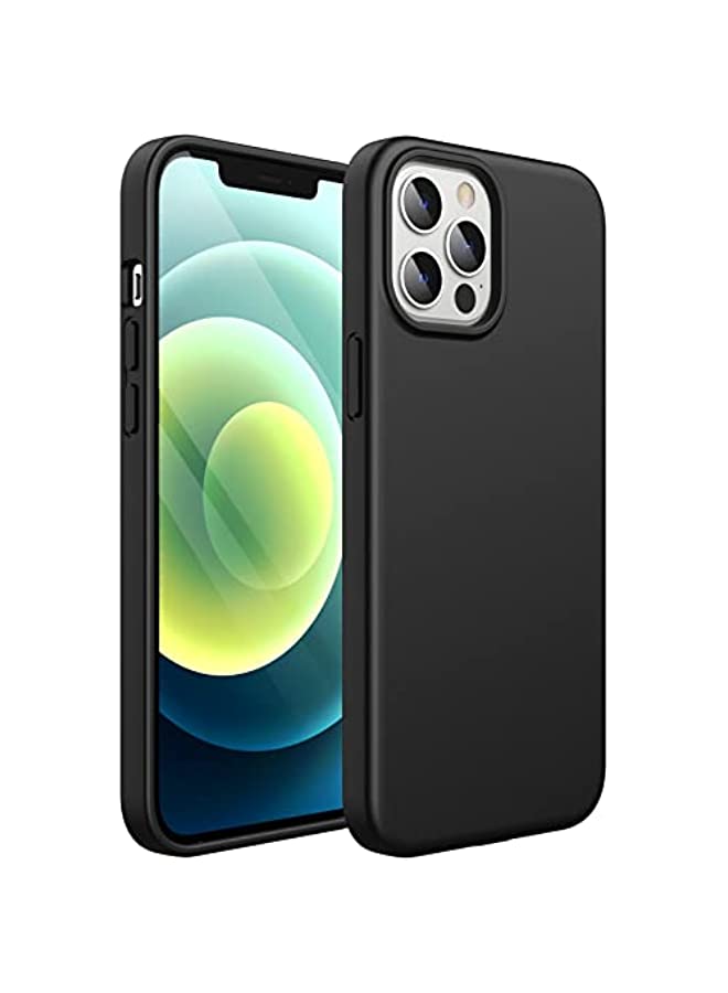 Jetech جراب سيليكون JETech لهاتف iPhone 12 Pro Max مقاس 6.7 بوصة، جراب حماية كامل الجسم بملمس حريري ناعم، غطاء مقاوم للصدمات مع بطانة من الألياف الدقيقة (أسود) - Image 1