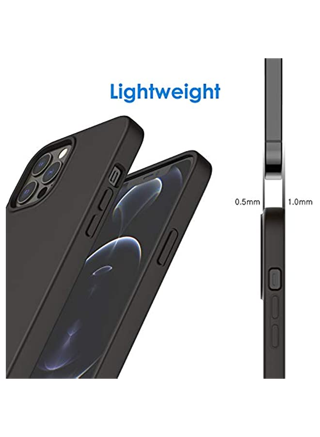 Jetech جراب سيليكون JETech لهاتف iPhone 12 Pro Max مقاس 6.7 بوصة، جراب حماية كامل الجسم بملمس حريري ناعم، غطاء مقاوم للصدمات مع بطانة من الألياف الدقيقة (أسود) - Image 5