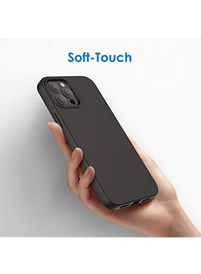 Jetech جراب سيليكون JETech لهاتف iPhone 12 Pro Max مقاس 6.7 بوصة، جراب حماية كامل الجسم بملمس حريري ناعم، غطاء مقاوم للصدمات مع بطانة من الألياف الدقيقة (أسود) - Image 4