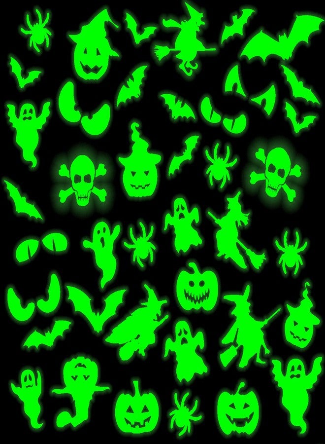 Marspark 99 Pieces Halloween Glow in The Dark Stickers Halloween Luminous Window Decal Wall Stickers Ghost Bat Pumpkin Spider Eye Skeleton Night Glow Stickers Modern Removable for Halloween Theme Party - Image 1