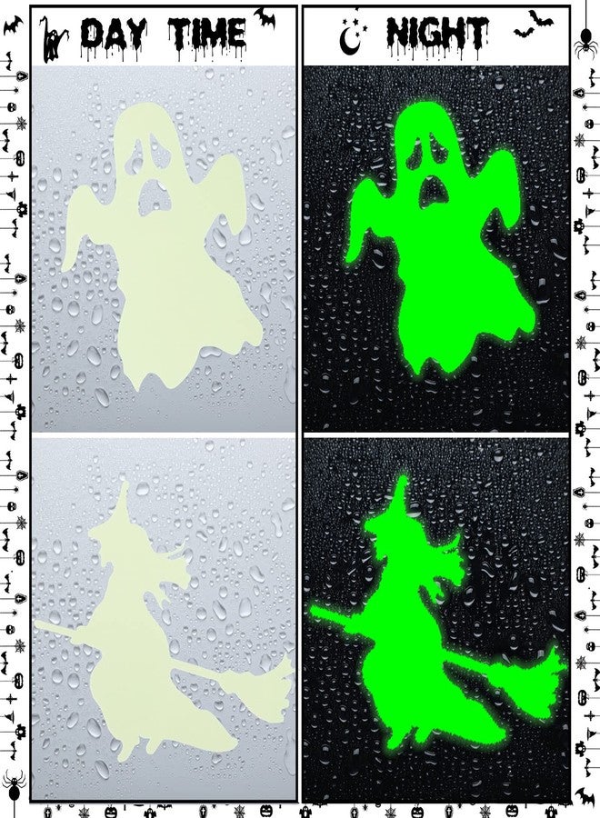 Marspark 99 Pieces Halloween Glow in The Dark Stickers Halloween Luminous Window Decal Wall Stickers Ghost Bat Pumpkin Spider Eye Skeleton Night Glow Stickers Modern Removable for Halloween Theme Party - Image 5