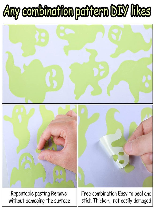 Marspark 99 Pieces Halloween Glow in The Dark Stickers Halloween Luminous Window Decal Wall Stickers Ghost Bat Pumpkin Spider Eye Skeleton Night Glow Stickers Modern Removable for Halloween Theme Party - Image 3