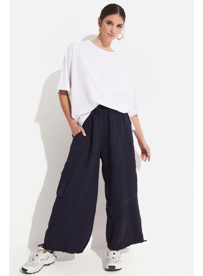 جون بنطلون قطن مفصل بجيب يونيو - كحلي - Image 4