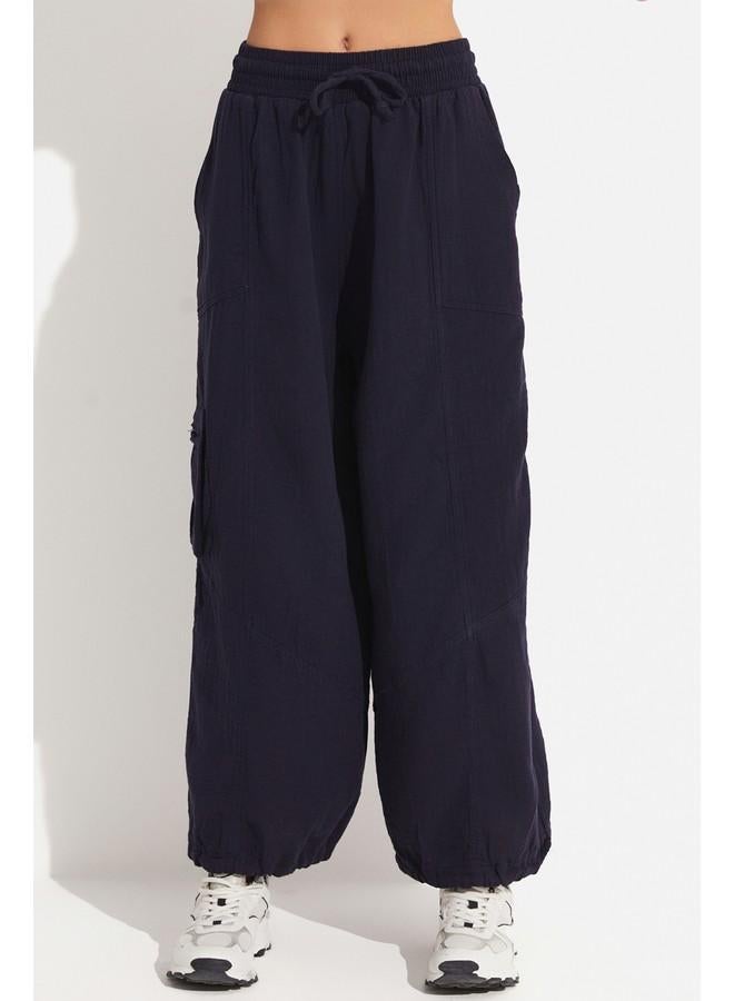 جون بنطلون قطن مفصل بجيب يونيو - كحلي - Image 5