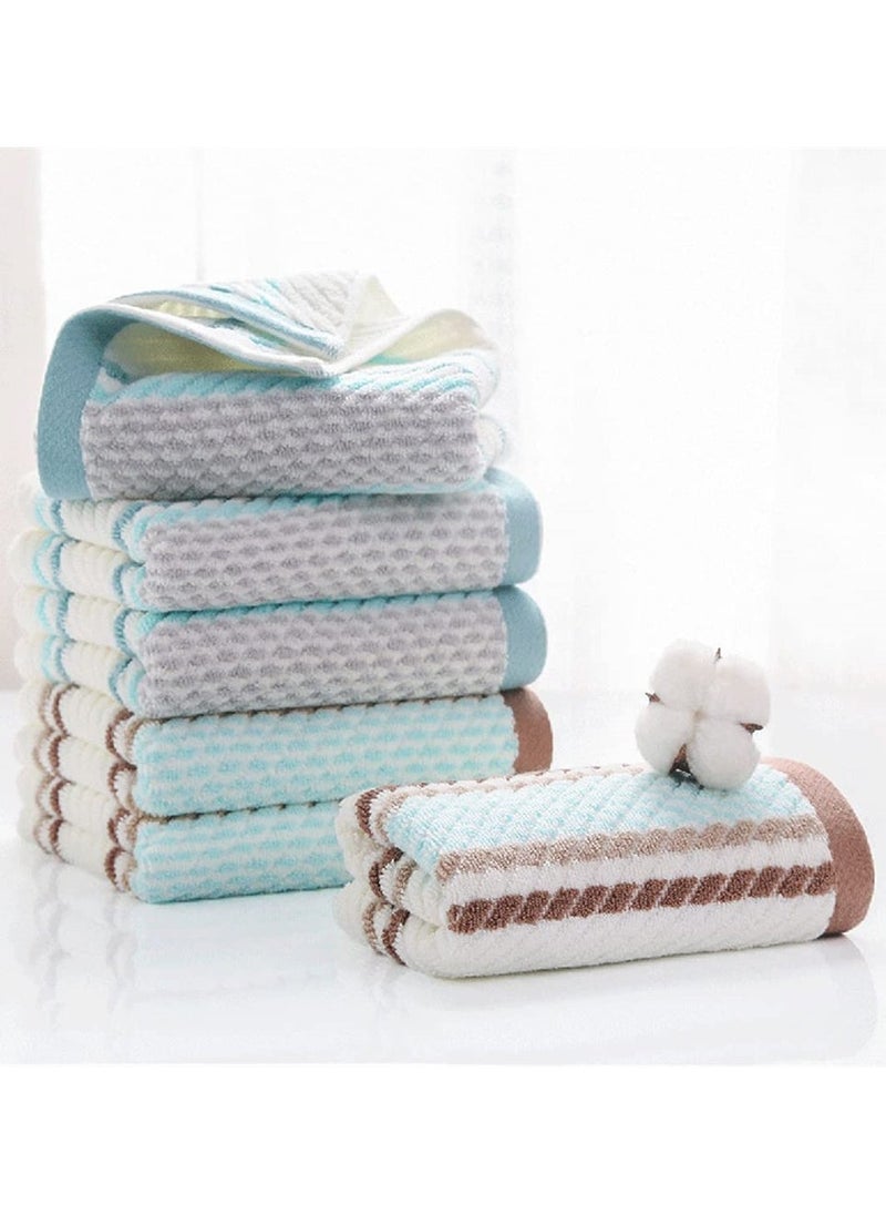 Generic - Cotton Towels, Striped Pattern 100% Cotton Super Soft Highly Absorbent Hand Towel for Bathroom 13.4 x 29.5 Inch 4 Sets (Green and Coffee) - Image 1