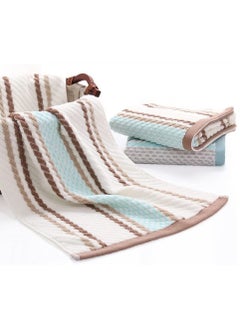 Generic Cotton Towels, Striped Pattern 100% Cotton Super Soft Highly Absorbent Hand Towel for Bathroom 13.4 x 29.5 Inch 4 Sets (Green and Coffee)  - Image 4