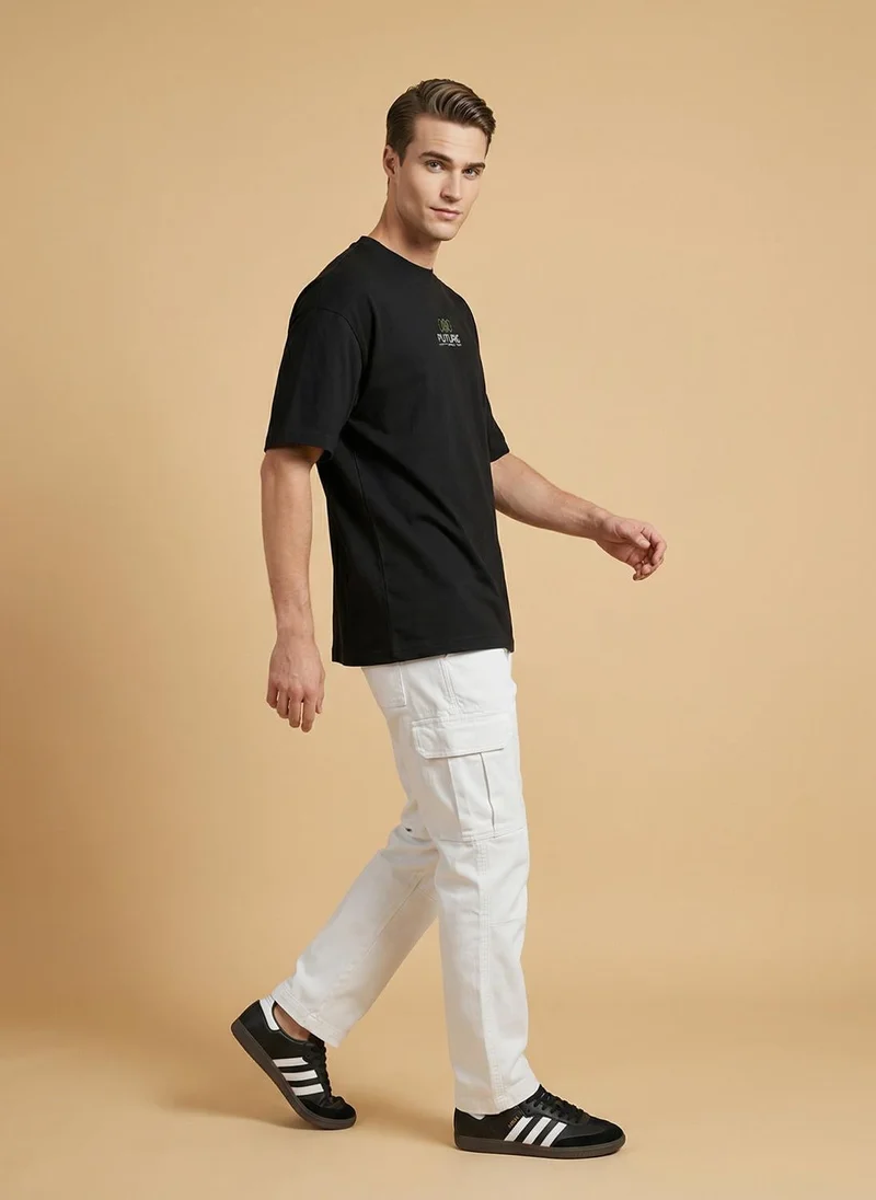 NOBERO Black Men Oversized Graphic Printed T-shirt for Men | Best Price UAE
