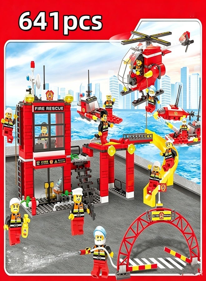 Wish City MarIne Fire Station Firefighter Building Blocks, 641 pcs - Image 1