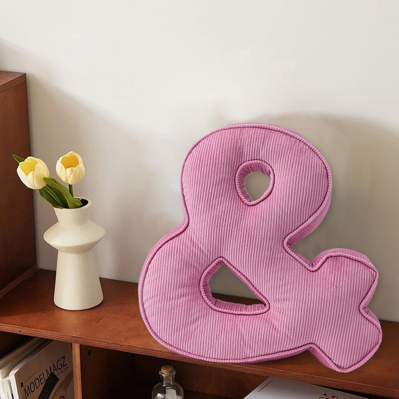 Shapeazy Pink Letter Plush Pillow, Letter Hugging Throw Pillows, Decorative Corduroy Initial Letter Shaped Throw Pillows, Letter Pillows English Alphabet A to Z for Sofa Bedroom Living Room Decor (E) - Image 3