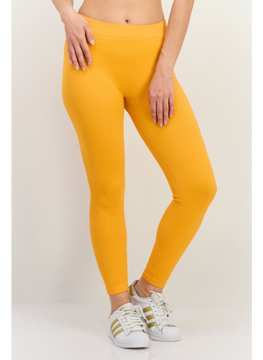 Lefties Women Plain Pull On Leggings, Orange  - Image 1