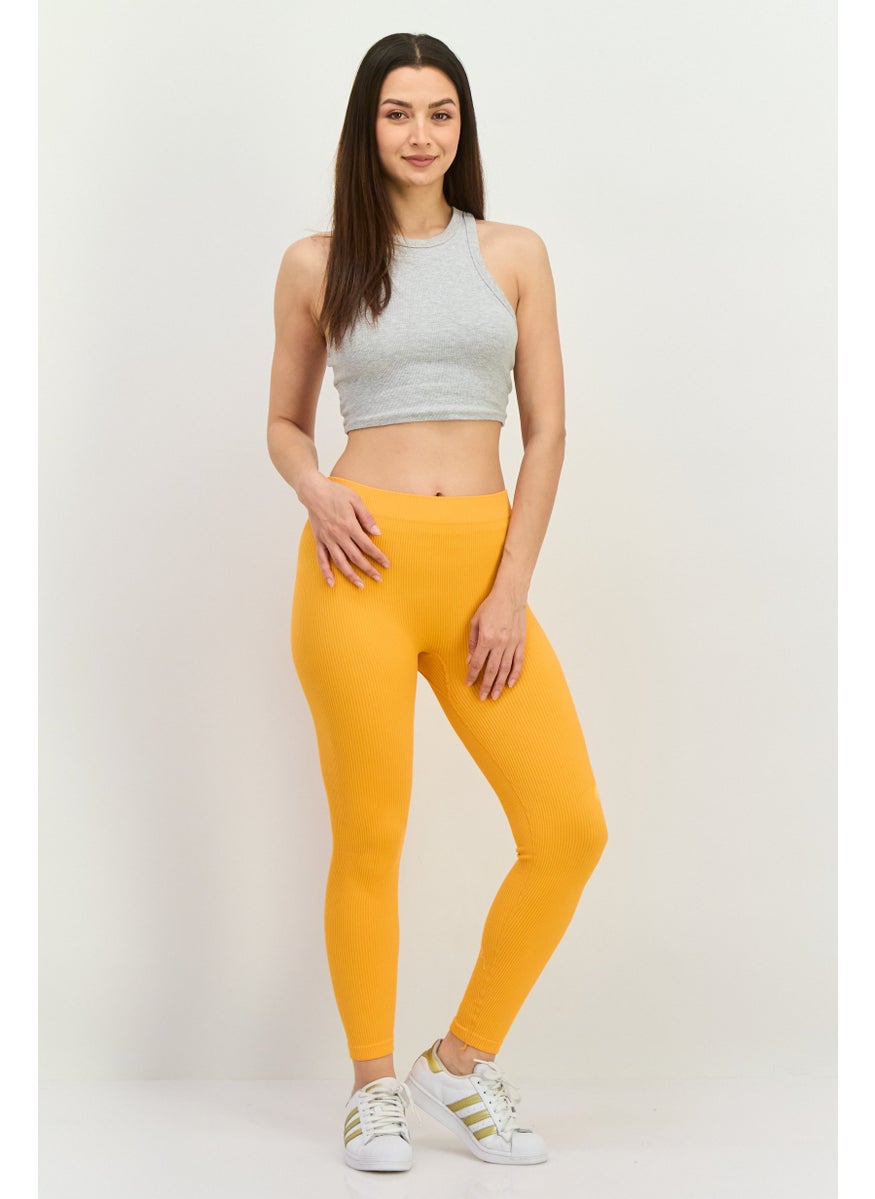Lefties Women Plain Pull On Leggings, Orange  - Image 4