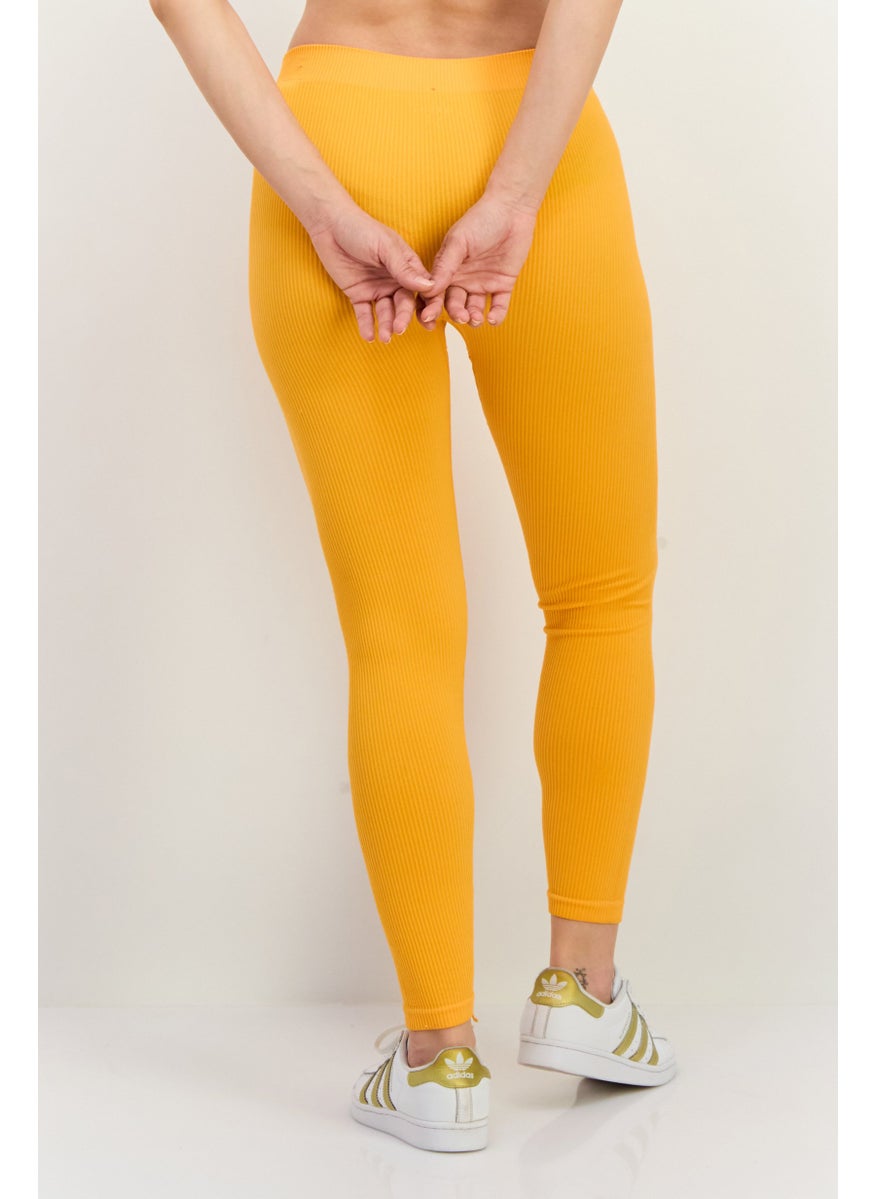 Lefties Women Plain Pull On Leggings, Orange  - Image 2