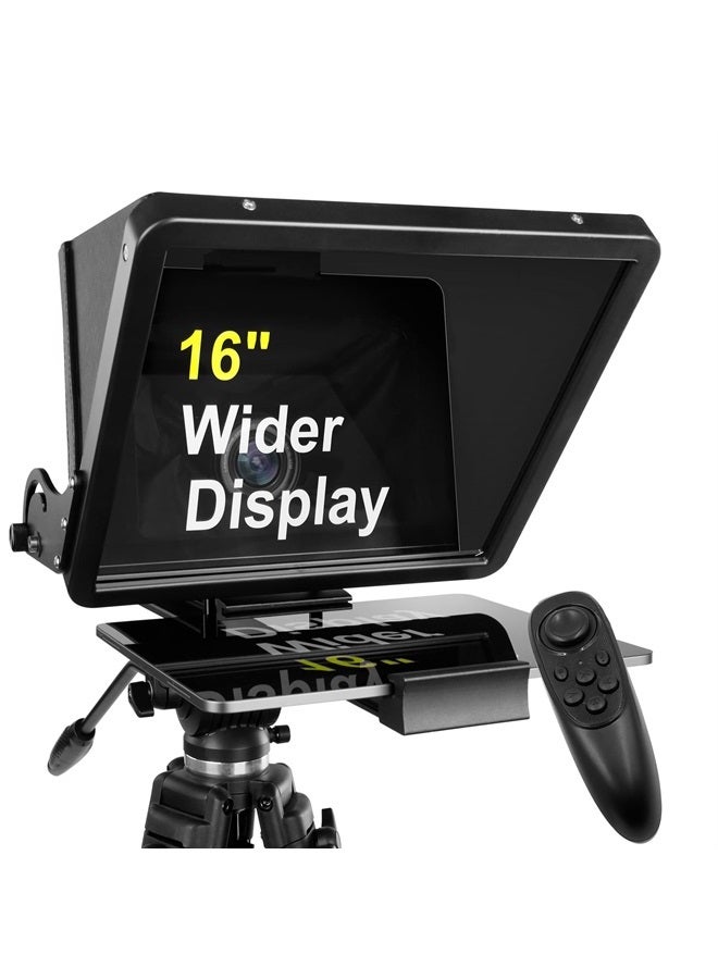 ILOKNZI 16 inch Large Teleprompter for All Tablets (4-12.9 inch Tablet), Remote Control and Teleprompter App, 70/30 Beam Splitter Glass, Aluminum Body and a Packbag, Angle Adjustment, Make Short Videos/Speech  - Image 1