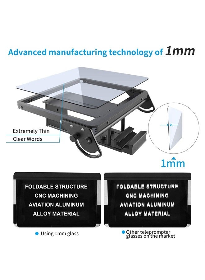 ILOKNZI 16 inch Large Teleprompter for All Tablets (4-12.9 inch Tablet), Remote Control and Teleprompter App, 70/30 Beam Splitter Glass, Aluminum Body and a Packbag, Angle Adjustment, Make Short Videos/Speech  - Image 4