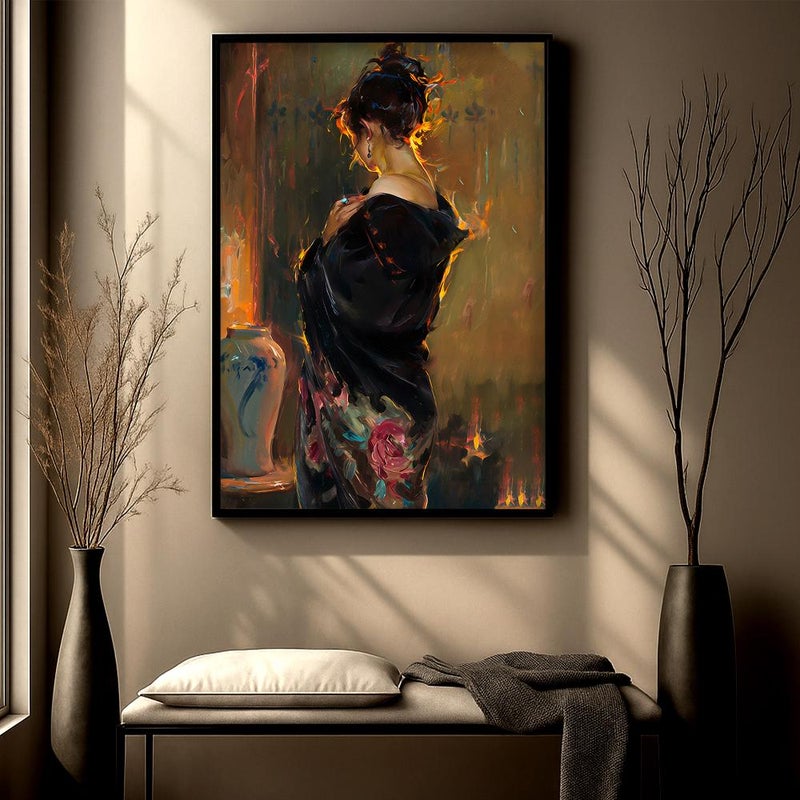 ماركتنا لوحة قماشية بتصميم امرأة مع برواز مجوف مقاس (40×60) قطعة واحدة - Image 3