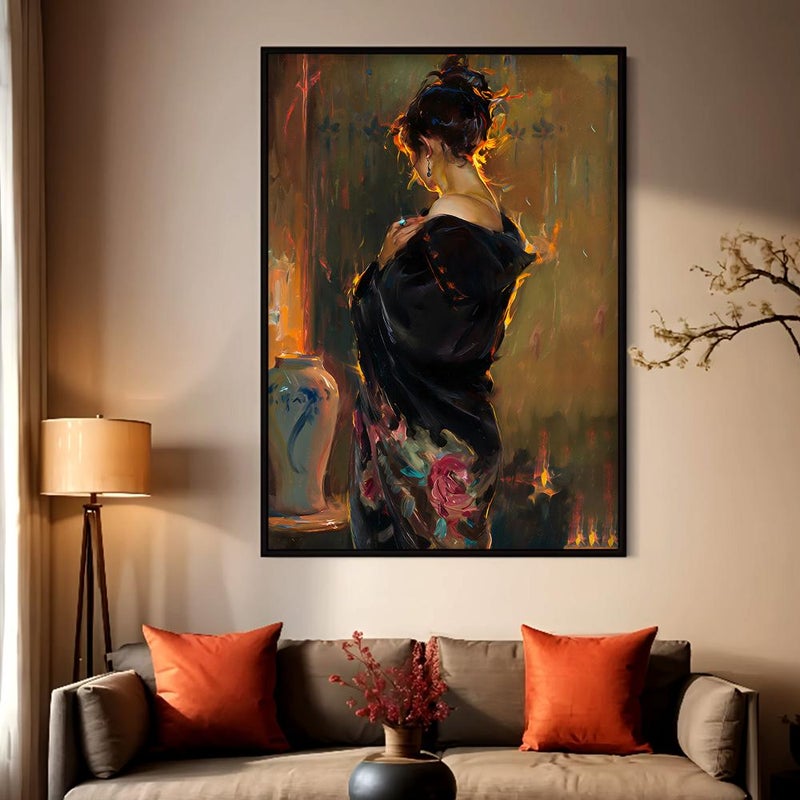 ماركتنا لوحة قماشية بتصميم امرأة مع برواز مجوف مقاس (40×60) قطعة واحدة - Image 1