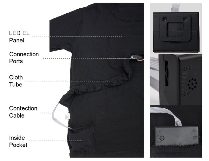 SOOoEC LED T Shirt Sound Activated Glow Shirts Light up Equalizer Clothes for Party Medium - Image 5