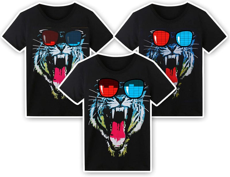 SOOoEC LED T Shirt Sound Activated Glow Shirts Light up Equalizer Clothes for Party Medium - Image 3