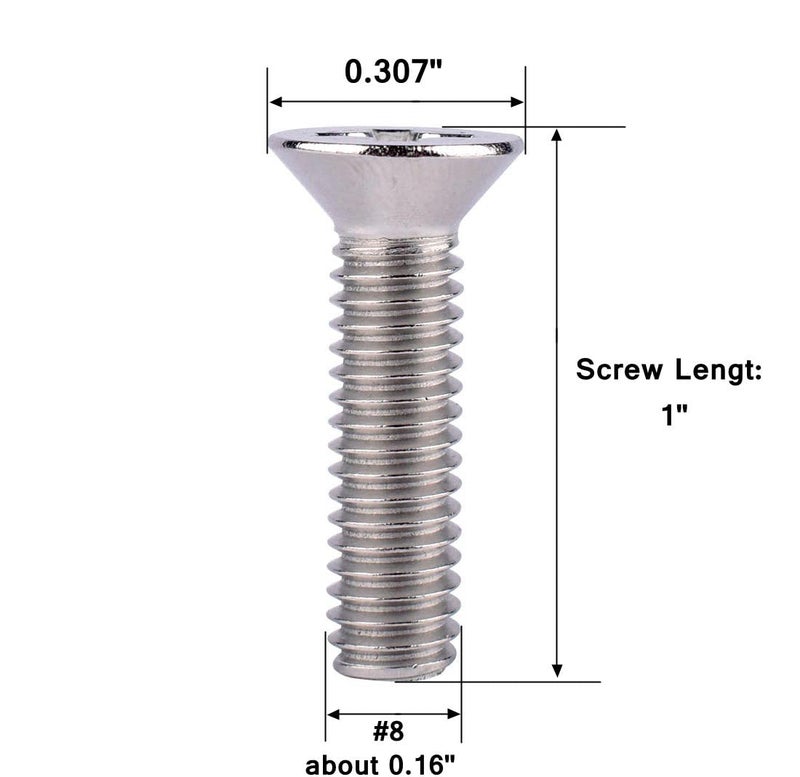 VAMUOEFL #8-32 x 1 Phillips Flat Head Machine Screws, Stainless Steel 304 (18-8), UNC Coarse Thread, Countersunk Head Machine Screws, 40Pcs - Image 2