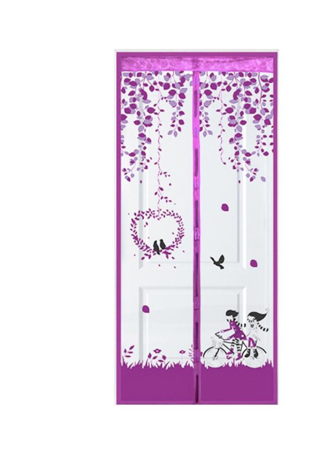 Loquat Printed Anti-Mosquito Door Curtain Purple/White L