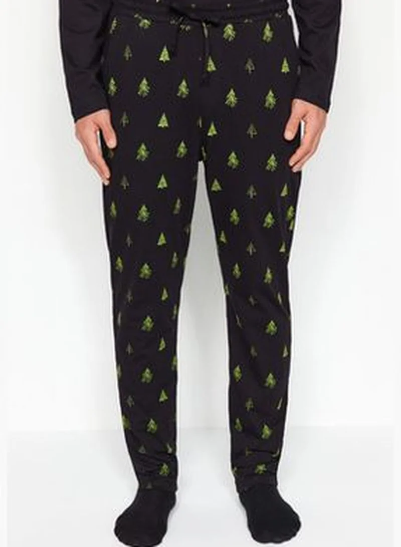 trendyol Men's Black Regular Fit Knitted Pajamas Set TMNAW24PT00021