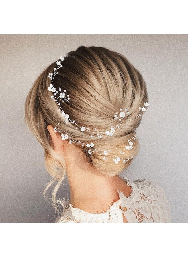 BEAYFILY Bridal Wedding Hair Vineextra Long Pearl And Crystal Beads Bride Head Piecesilver Hair Accessories For Women And Girls (Silver) - Image 1