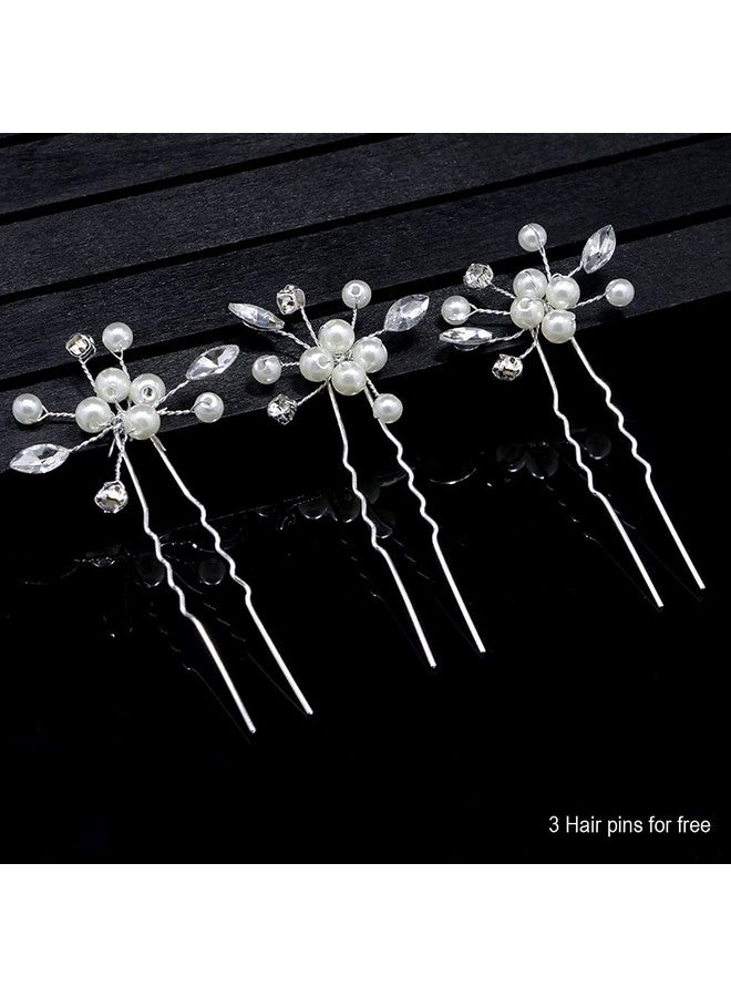 BEAYFILY Bridal Wedding Hair Vineextra Long Pearl And Crystal Beads Bride Head Piecesilver Hair Accessories For Women And Girls (Silver) - Image 5