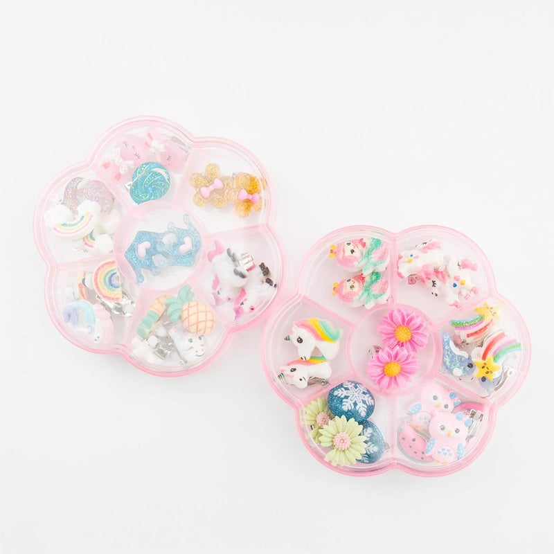 HaiMay 21 Pairs Girl Clip on Earrings for Kids Clips Earrings Princess Toy Earring Play Earring Little Girl Jewelry for Party Favor, All Packed in Clear Boxes - Image 2