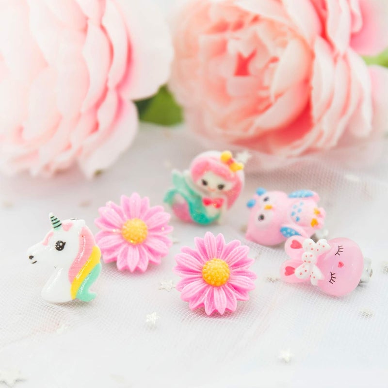 HaiMay 21 Pairs Girl Clip on Earrings for Kids Clips Earrings Princess Toy Earring Play Earring Little Girl Jewelry for Party Favor, All Packed in Clear Boxes - Image 4