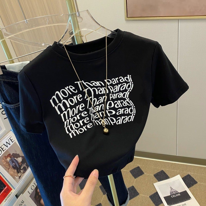 2024 Summer Youth Fashion Sweet Spicy Style Niche Gentle Slim-Fit Short T-Shirt Women'S Short-Sleeved Navel Pure Desire Style - Image 2