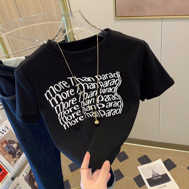 2024 Summer Youth Fashion Sweet Spicy Style Niche Gentle Slim-Fit Short T-Shirt Women'S Short-Sleeved Navel Pure Desire Style - Image 1