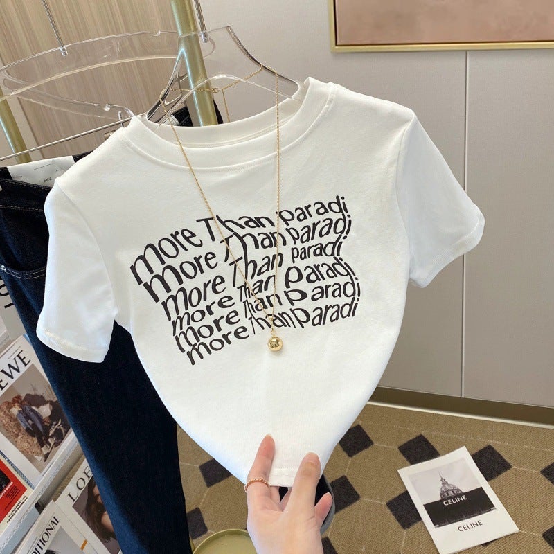 2024 Summer Youth Fashion Sweet Spicy Style Niche Gentle Slim-Fit Short T-Shirt Women'S Short-Sleeved Navel Pure Desire Style - Image 3