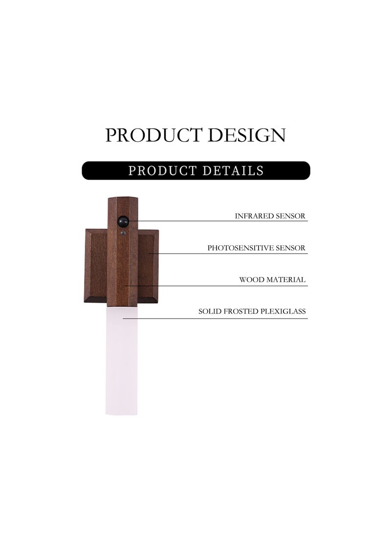 SYOSI Motion Sensor Light Indoor, Stick on Motion Wall Light Wooden Wall Sconce Wooden LED Wall Sconce Indoor Rechargeable Wooden Wall Light for Hallway, Stair, Closet, Shelf, Bathroom, Kitchen - Image 5