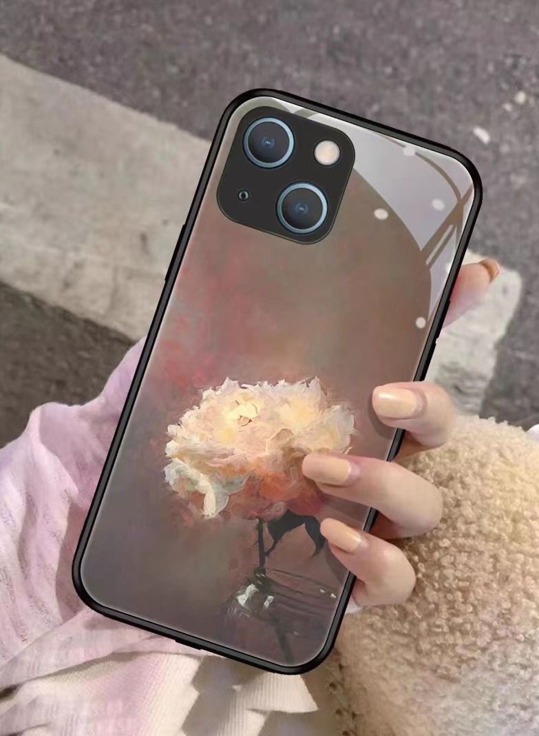 Loquat Back Cover Printed Glass Protective Mobile Phone Case for iPhone