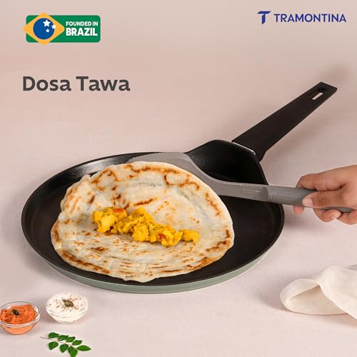 TRAMONTINA Aura Dosa Tawa 28cm | Reinforced Ceramic Non-Stick Cookware | Quick & Even Heating | Low-Oil Cooking | Bakelite Handle | Induction & Gas Compatible | Sea Green - Image 2