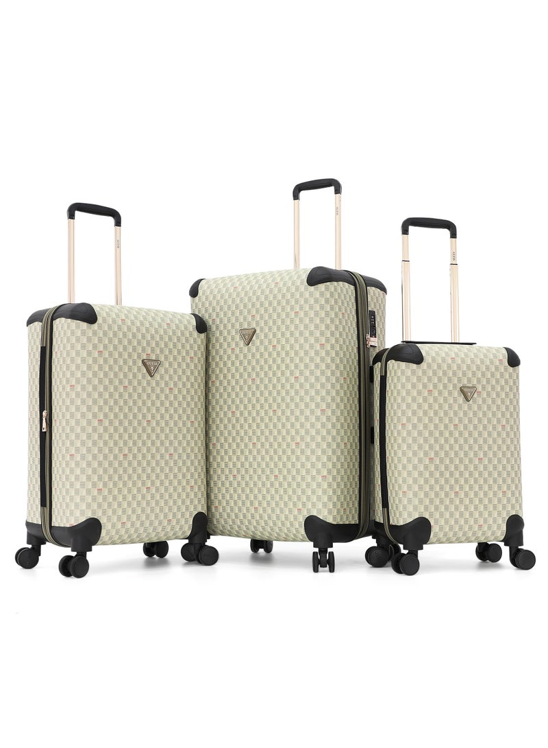 Guess 3-Piece Faux Leather Hard Shell Luggage Set with 360° Spinner Wheels – Lightweight Travel Trolley Suitcases - Image 1