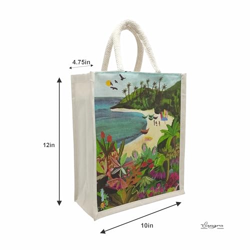 Sangra Canvas Reusable Bags for School, College & Office – Pack of 2, Stylish Lunch Bags for Men & Women (Beach) - Image 3