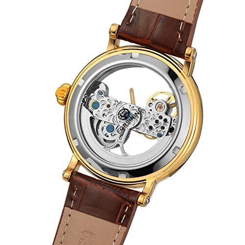 FORSINING ساعة فورسينغ للرجال بتصميم فريد وفاخر بحركة أوتوماتيكية مثلثية الطراز مع حزام مطاطي هيكلية - Image 4