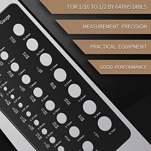TOODOO Drill Bit Gauge 1/16 Inch to 1/2 Inch, Screw Size and Thread Gauge Inches and Decimal Drill 29-Hole Black Bit Size Guide for Handymen Mechanics - Image 5