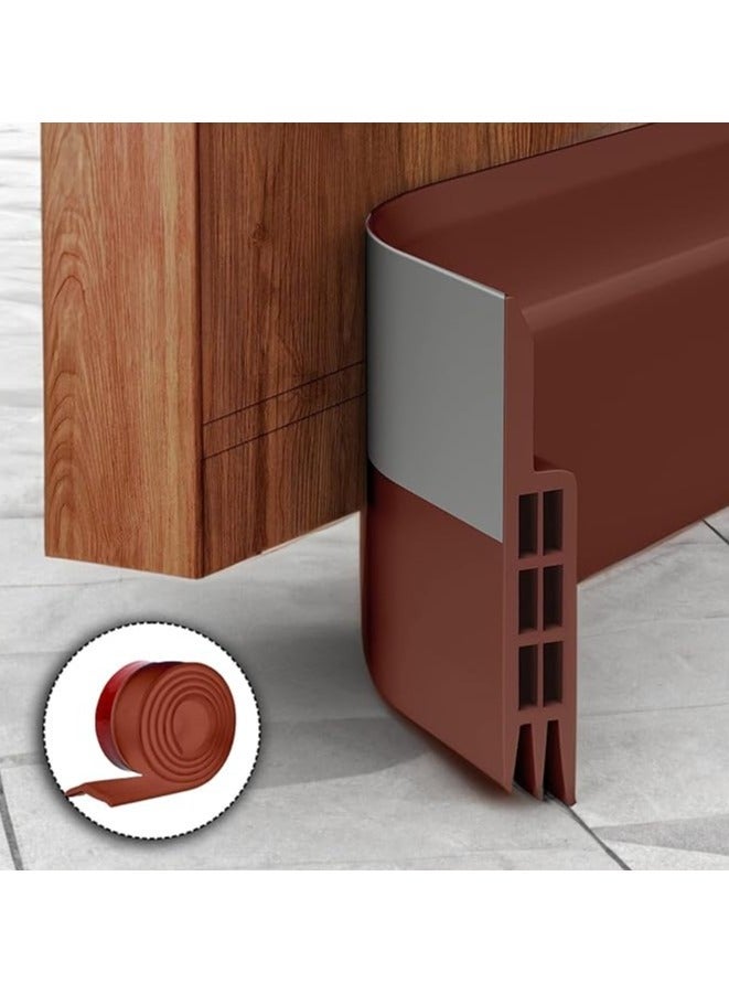 RION Door Draft Stopper, 120 cm Length Under Door Seal, Door Sweep for Exterior & Interior Doors, Door Bottom Draft Blocker Dust and Noise Insulation, Brown - Image 1