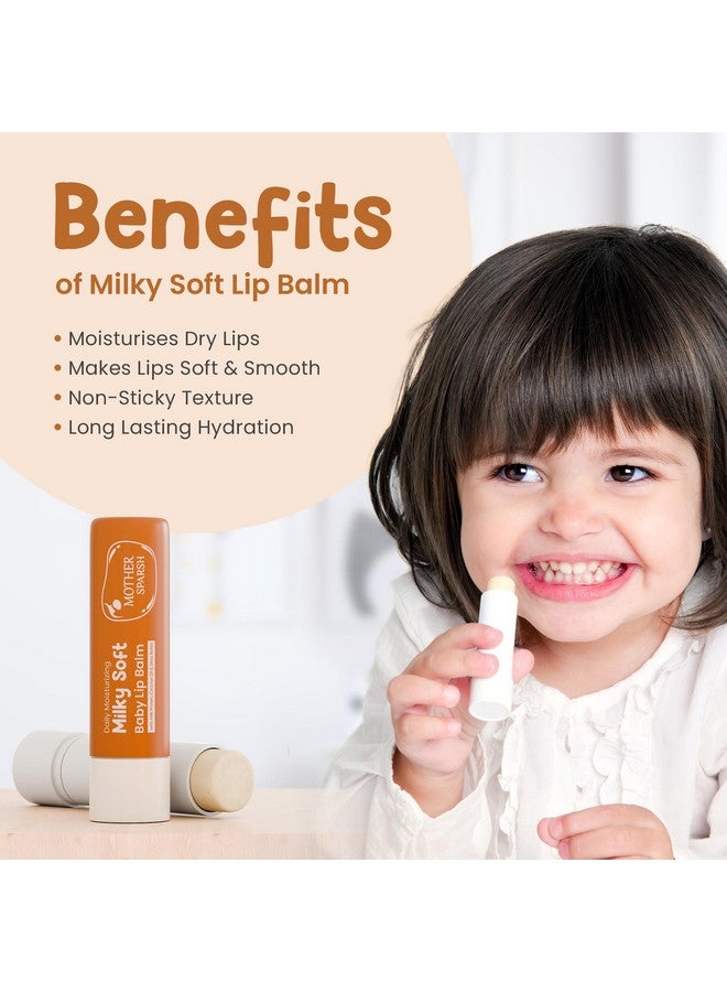 موذر سبارش مرطب شفاه ميلكي سوفت للأطفال لتغذية الشفاه الجافة والمتشققة مع بروتين الحليب وزيت جوز الهند وزبدة الشيا مرطب شفاه غير لزج للأطفال 4 جم - Image 3