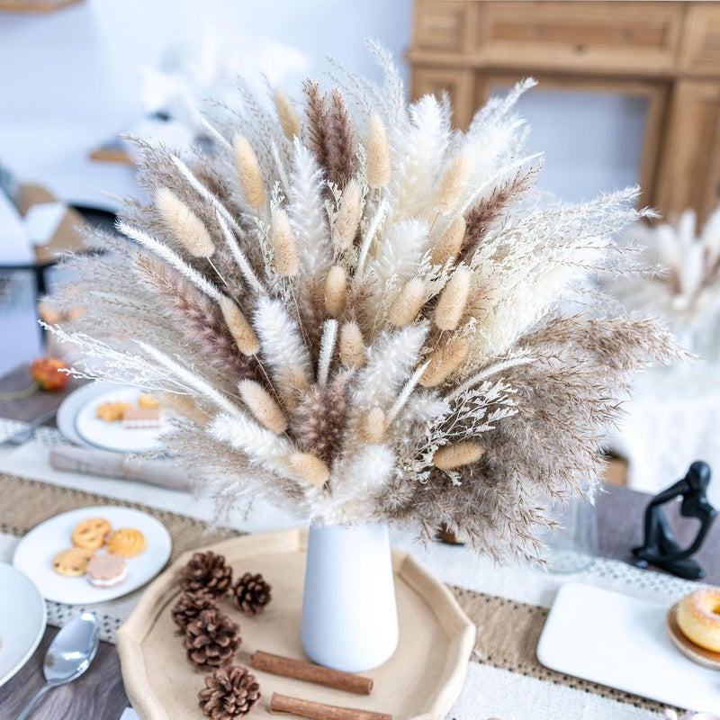 FloraDream 150PCS Natural Pampas Grass Bouquet | Boho Dried Floral Arrangement Centerpiece for Table, Wedding, Rustic Decor (150PCS) - Image 1
