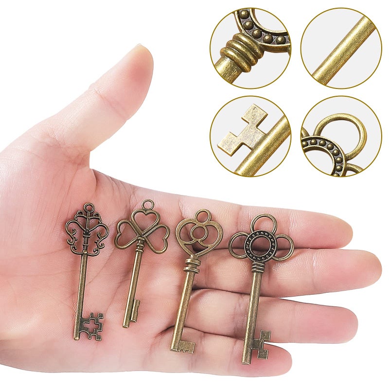 BALABALA 40PCS Antique Bronze Vintage Skeleton Key Charm Steampunk for Crafts, Party Favors, Gifts Decoration (4 Different Style x 10) - Image 3