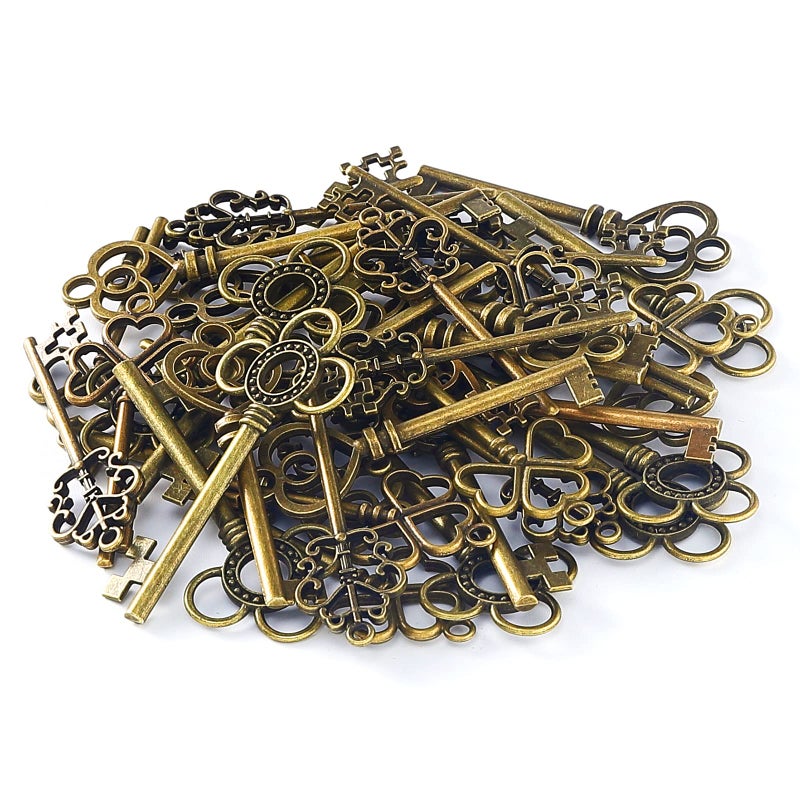 BALABALA 40PCS Antique Bronze Vintage Skeleton Key Charm Steampunk for Crafts, Party Favors, Gifts Decoration (4 Different Style x 10) - Image 5