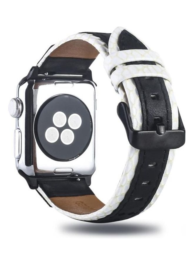 NIBEMINENT Square Hole Top Grain Leather Wrist Watch Band for Apple Series 7 45mm/6 & SE 5 4 44mm/3 2 1 42mm Multicolour - Image 4