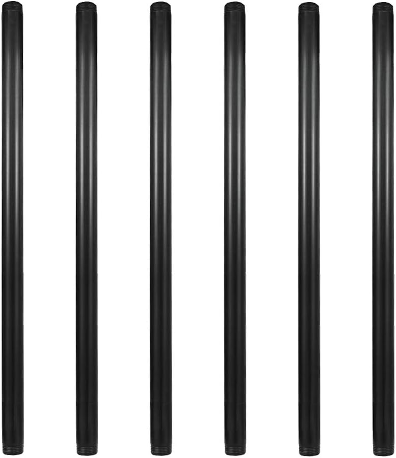GeilSpace 6 Pack 3/4" × 24" Pre-Cut Black Metal Pipe, Industrial Steel Fits Standard Three Quarters Inch Black Threaded Pipes and Fittings - Vintage DIY Industrial Shelving (3/4" × 24") - Image 1