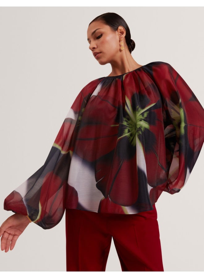 Ted Baker Printed Organza Puff Sleeve Blouse - Image 2