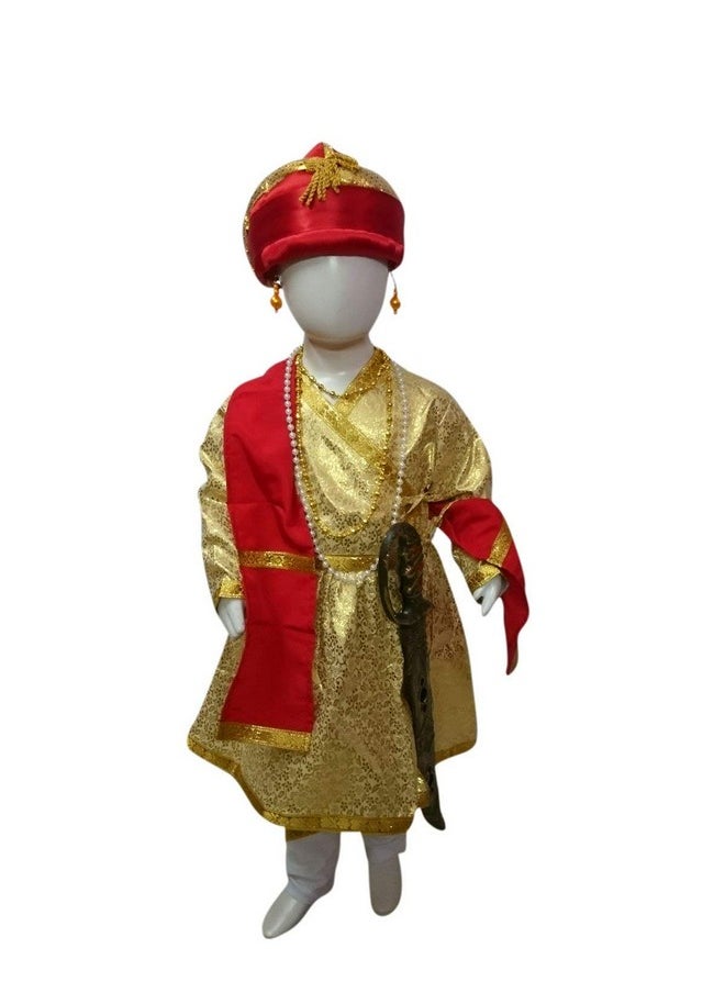 BookMyCostume - BookMyCostume Cotton Indian King Historical Raja Complete Accessory Set Kids & Adults Fancy Dress Costume 5-6 Years,Multicolor - Image 1